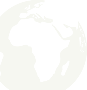 Stylized black and white image of the globe focusing on Africa and Europe